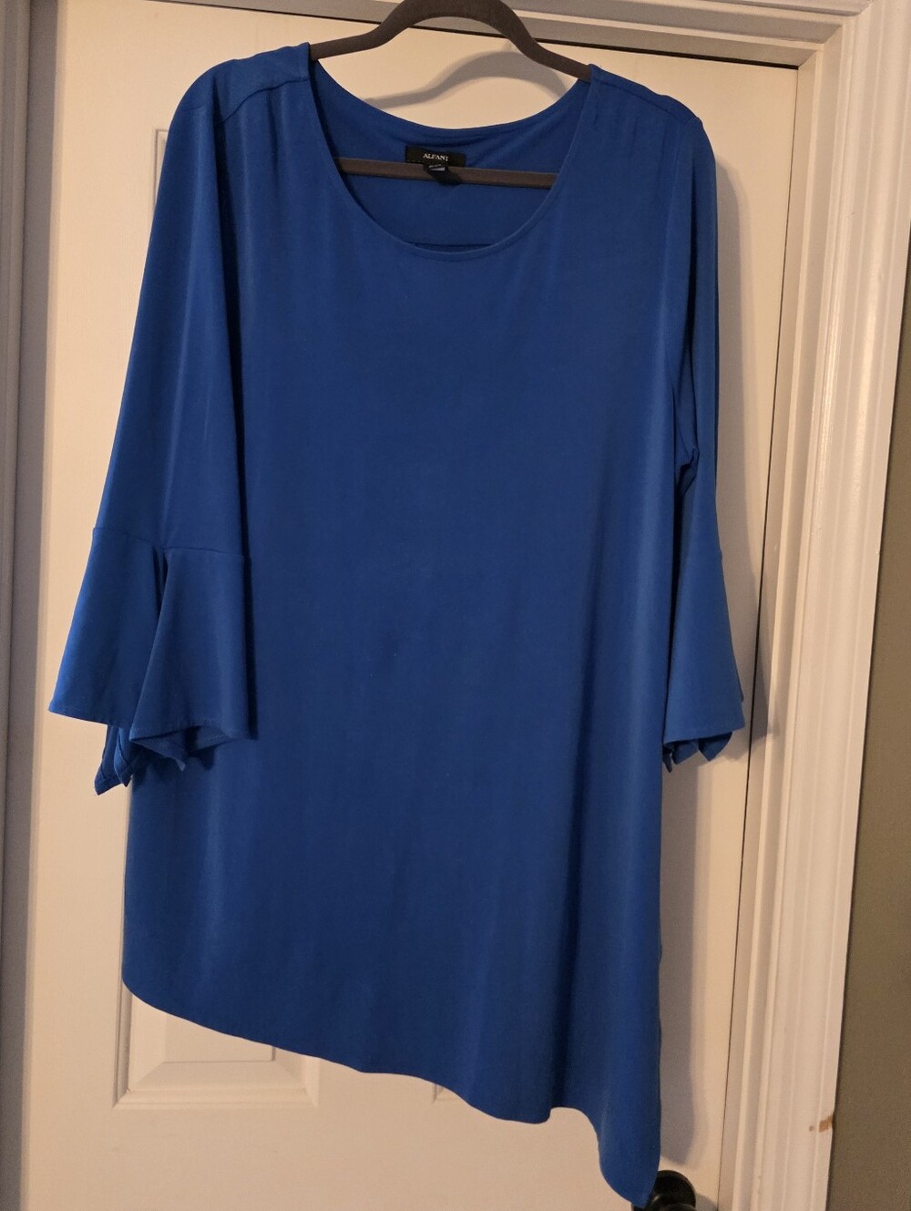 Alfani Blue Ruffle Sleeve Tunic Top